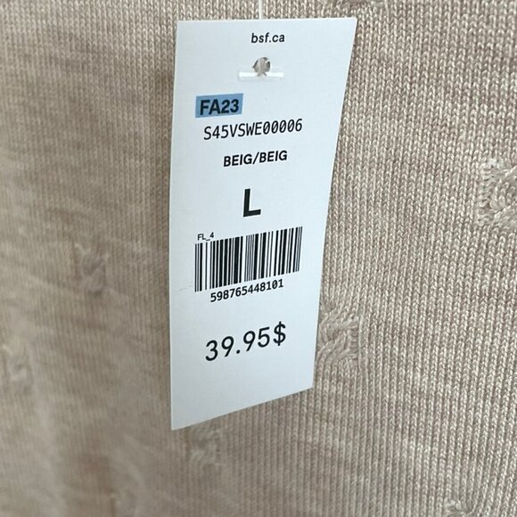 NWT San Fransisco Beige Crew Neck Sweater Top Tee Short Sleeve Women's Large - Picture 5 of 12